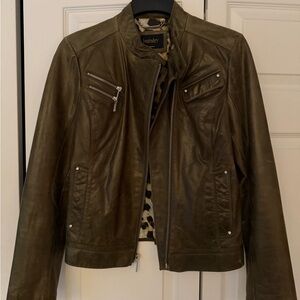 Laundry By Shelli Segal Women's Green Leather Jacket